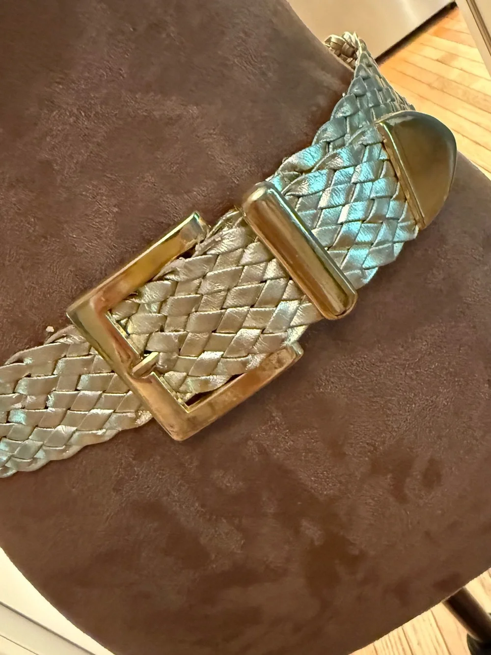VTG Woven Braided Metallic Gold Women's Fashion Belt